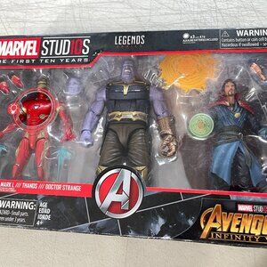 MARVEL STUDIOS THE FIRST TEN YEARS DR STANGE IRON MAN MARL L THANOS 3 PCS BUNDLE